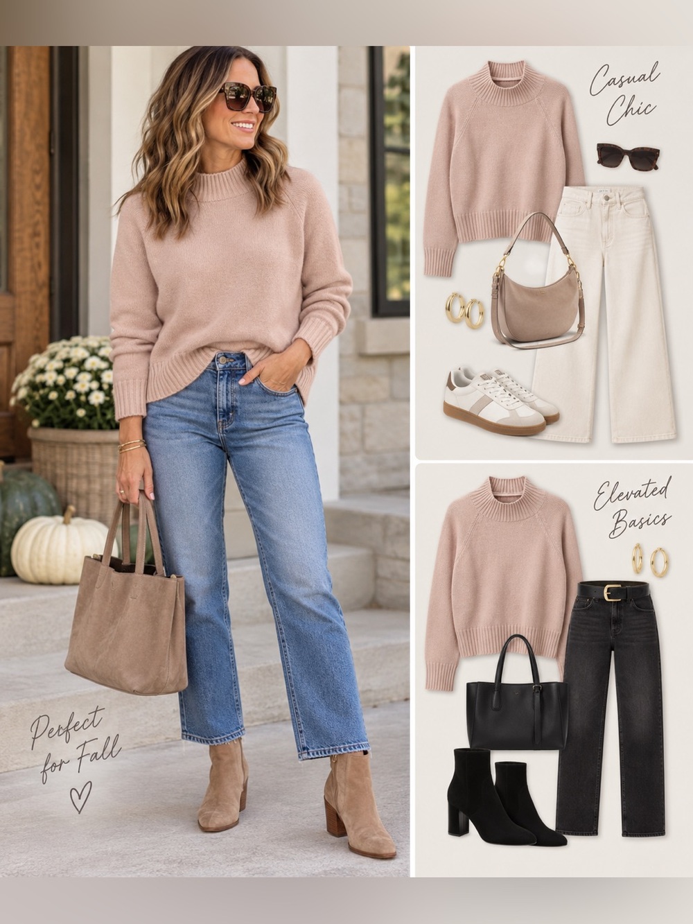 Altar'd State Beige Crew Mockneck Sweater